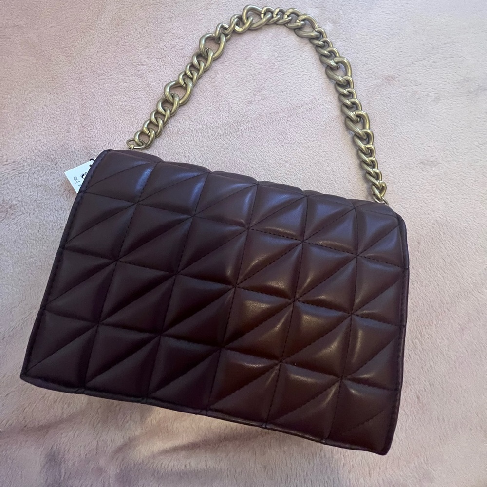 Zara Burgundy Quilted Bag Perfect for SPRING ~ Burgendy color good for chilling